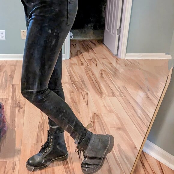 Dr. Marten Black Leather Lace-Up Boots - Picture 1 of 9